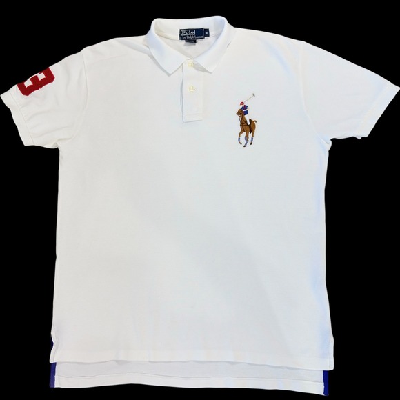 Polo Ralph Lauren Big Flesh Pony Red number 3 Short Sleeve Polo Shirt M Preppy - Picture 1 of 12